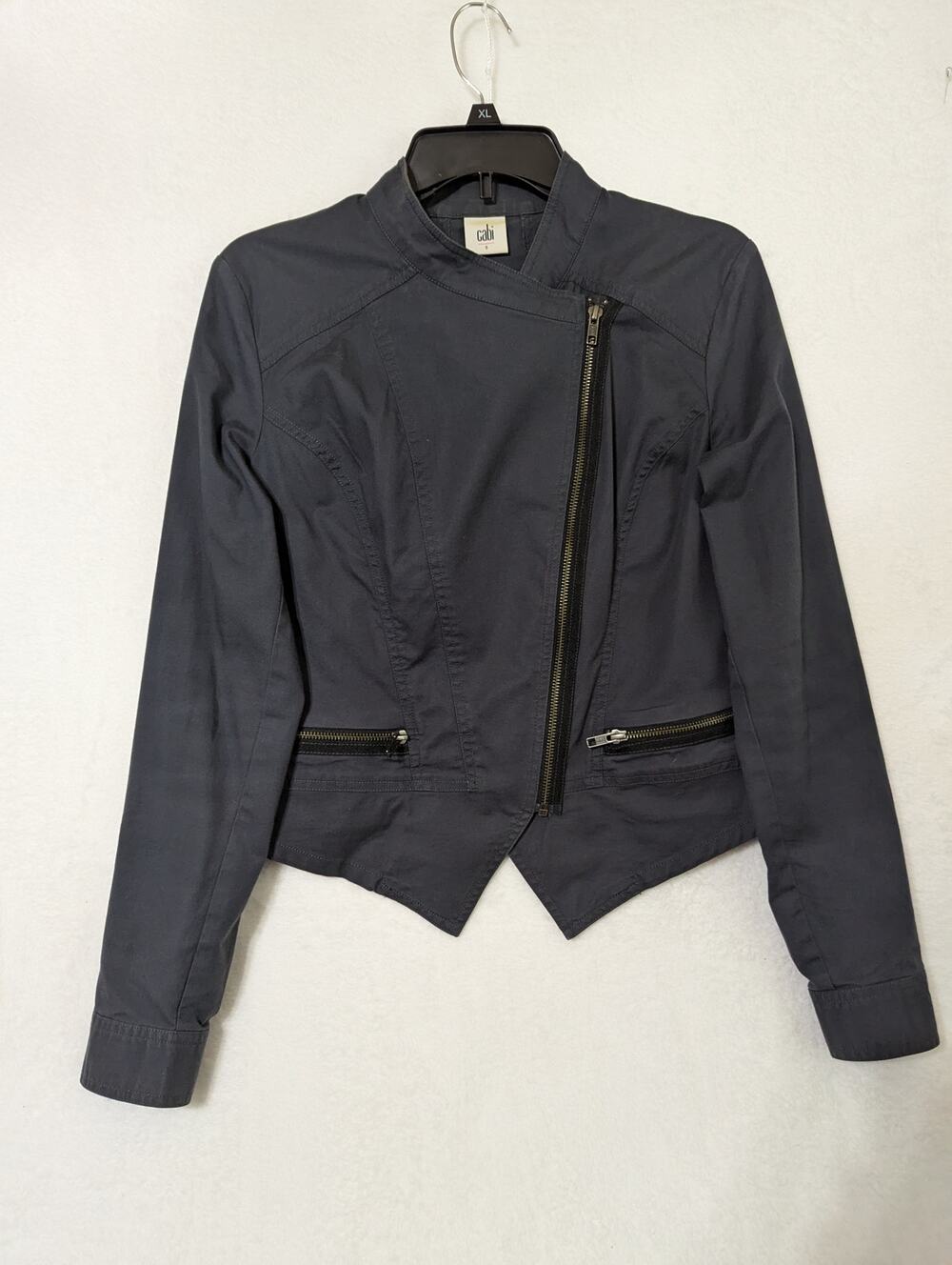 Cabi Army Gray/Green jacket sz SBust to 38" Waist to 34"Sleeves 25"CBack 19"Moto